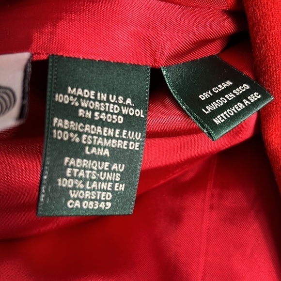 Lauren RL Red Jacket Embroidered 3D Crest Patch  Wool Size 4P - Picture 5 of 13